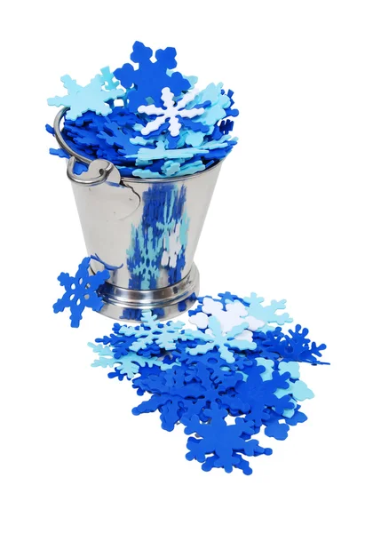 Snow flake filled ice bucket — Stock Photo, Image