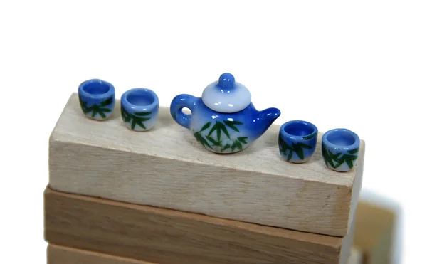 Tea set with bamboo shoots — Stock Photo, Image