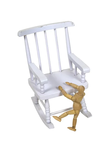 Toddler climbing on chair — Stock Photo, Image