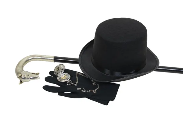 Chapéu superior e cana — Fotografia de Stock