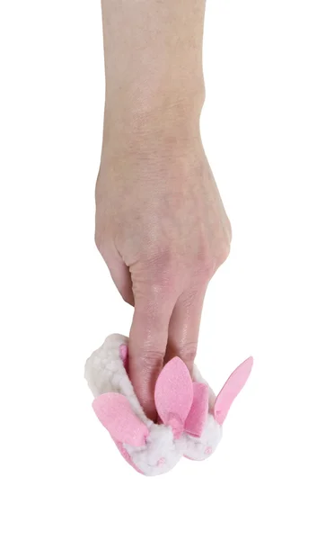 Wearing Bunny Slippers — Stock Photo, Image