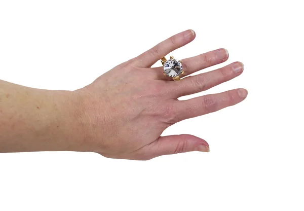Wearing engagement ring — Stock Photo, Image