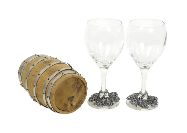 Barile e bicchieri in legno di quercia — Foto Stock