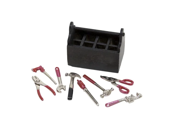 Caja de herramientas y herramientas de madera — Foto de Stock