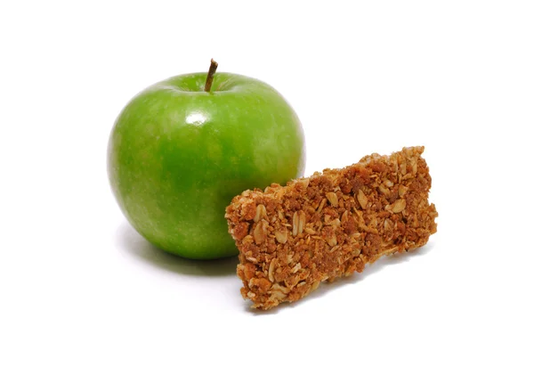 Groene apple en muesli bar — Stockfoto