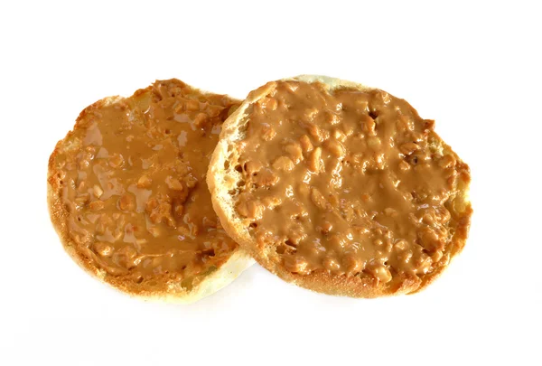 English Muffin with Peanut Butter — Stock Photo, Image
