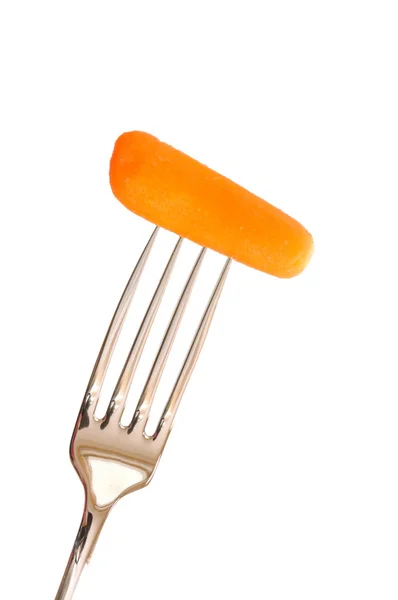 Zanahoria bebé en un tenedor — Foto de Stock