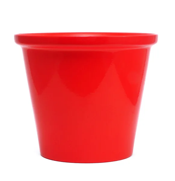 Красный керамический цветочный горшок — стоковое фото