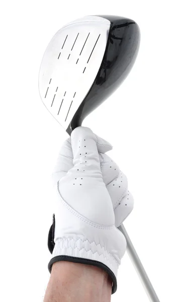 Golfista držící kovové ovladače — Stock fotografie