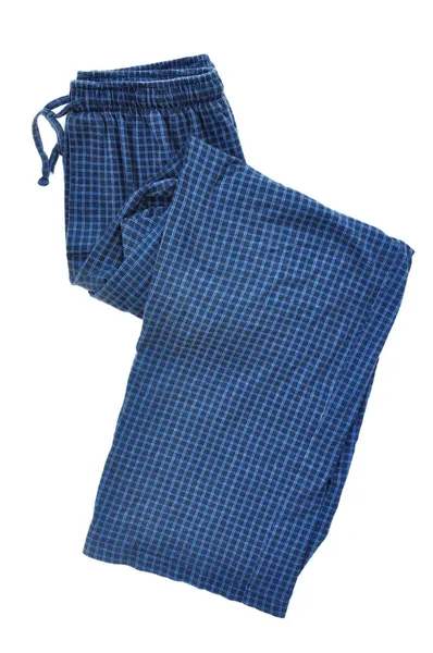 Blå rutiga pyjamas byxor — Stockfoto