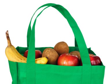 Groceries in Reusable Green Bag clipart