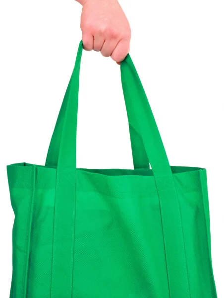 Prowadzenie zieloną torbę wielokrotnego użytku — Zdjęcie stockowe