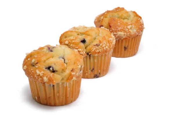 Drie blueberry muffins — Stockfoto