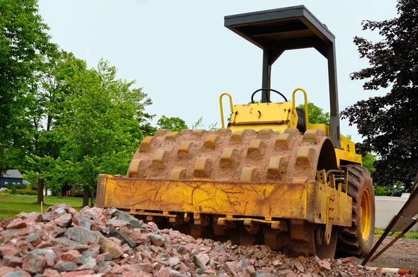 Steamroller at Road Construction Site — Stock Photo, Image