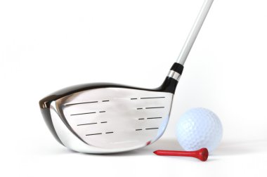 Driver, Golf Ball, and Red Tee clipart
