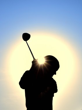 Silhouette of Teen Girl & Golf Club clipart