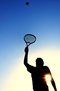 Silhouette of Teen Girl & Tennis clipart