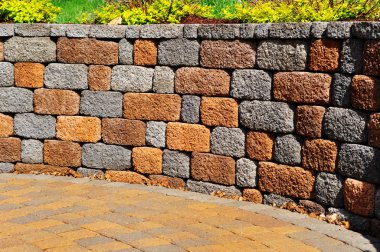 Retaining wall and patio clipart