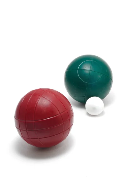 Kırmızı ve yeşil bocce topu — Stok fotoğraf