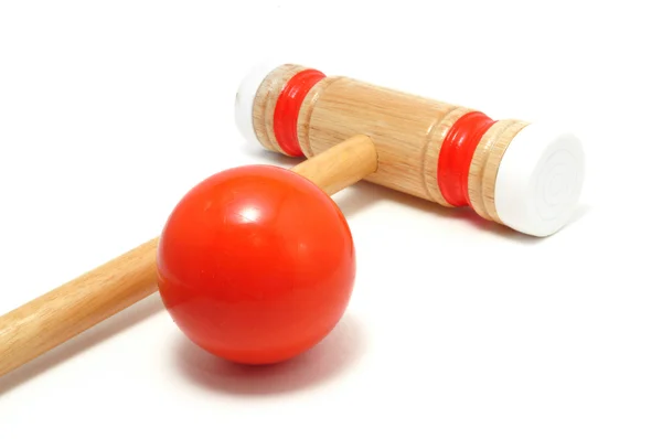Помаранчевий крокет молоток і м'яч — стокове фото