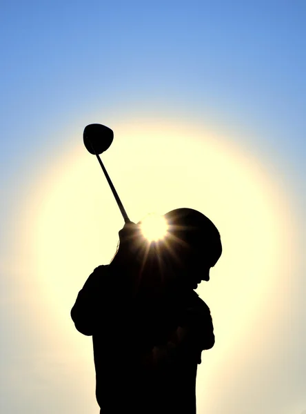 Silhouette of Teen Girl & Golf Club — Stock Photo, Image