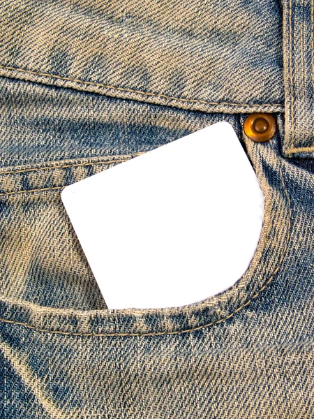 Denim ficka med notecard 2 — Stockfoto