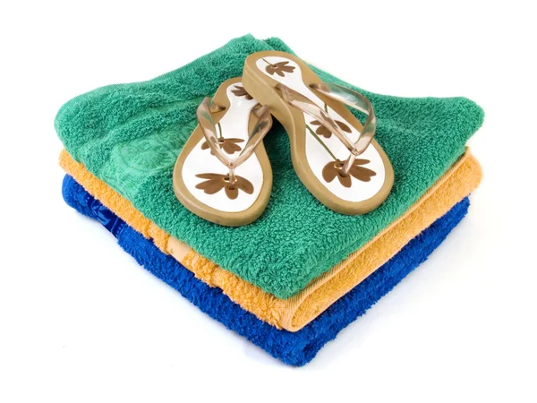 Flip-flop en handdoeken 2 — Stockfoto