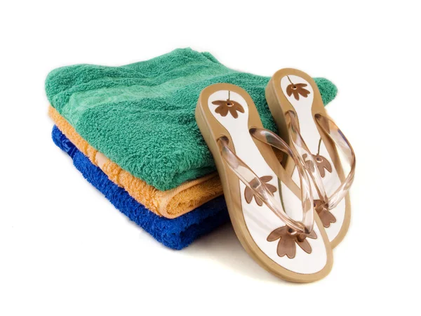 Flip-flop en handdoeken 3 — Stockfoto