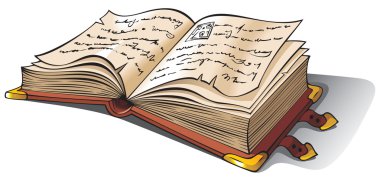 Ancient opened book clipart