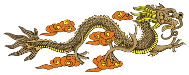 Chinese dragon flying in the sky clipart