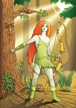 Elf female archer clipart