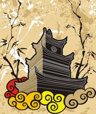 Chinese pagoda abstract background clipart