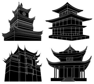 Çin pagoda silhouettes