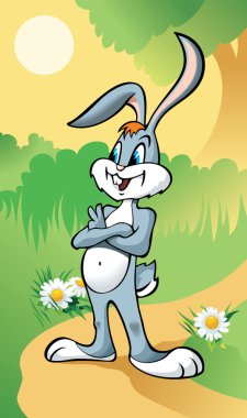 Rabbit on a forest path clipart