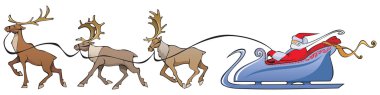 Santa Claus reindeer sleighing clipart