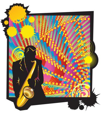 Musical jazz party with saxophonist clipart