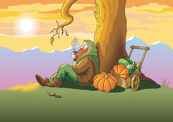 秋の最後の一葉 — ストックベクタ
