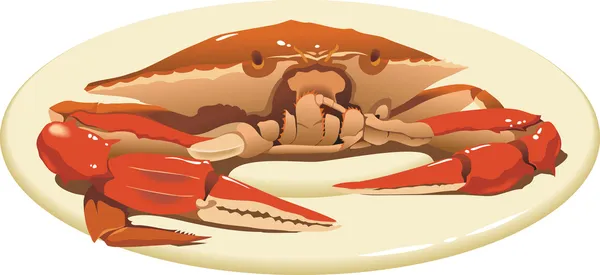 Crabe sur la plaque — Image vectorielle