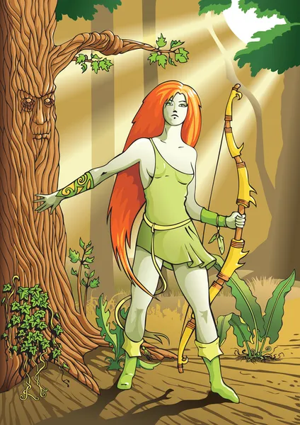 Elfe archer femelle — Image vectorielle