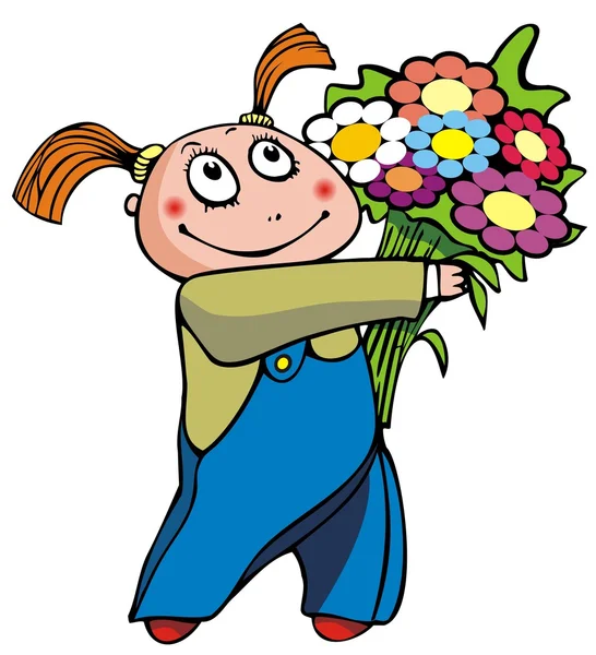 Dziewczyna z bukietem kwiatów — Wektor stockowy