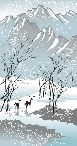 Vier seizoenen: winter — Stockvector