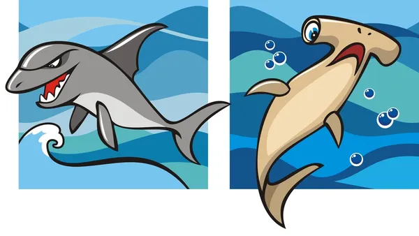 Mořský život: žraloci — Stockový vektor