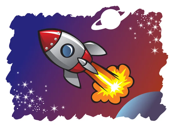 Spaceship blasting off into the space — Stock Vector