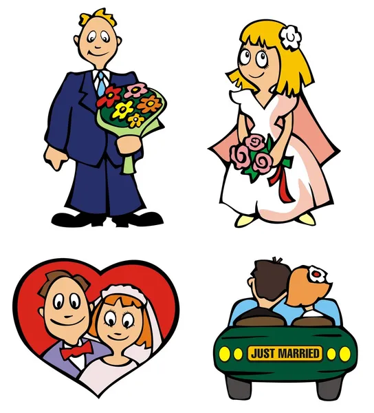 Matrimonio vettori dei cartoni animati — Vettoriale Stock