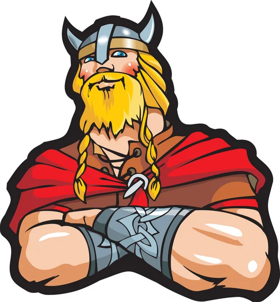 Viking sorridente - guerreiro escandinavo — Vetor de Stock
