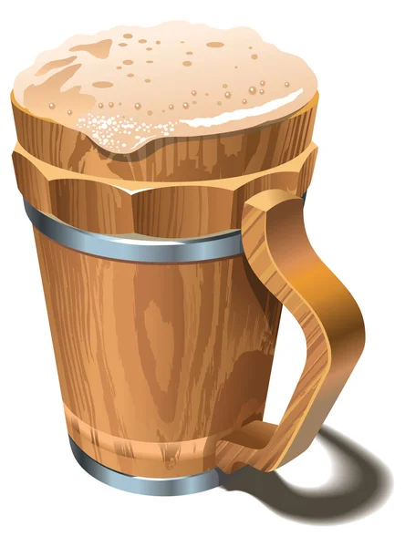 Copa de madera de cerveza — Vector de stock