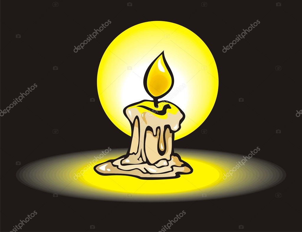 Candle with burning flame and melting wax Vector Image