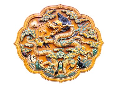 Bas-relief with Chinese dragon clipart