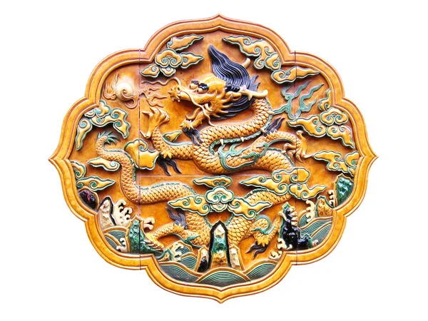 Bajorrelieve con dragón chino —  Fotos de Stock