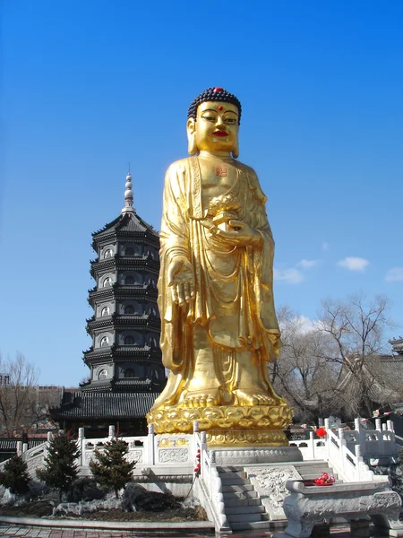 Gyllene staty av buddha — Stockfoto